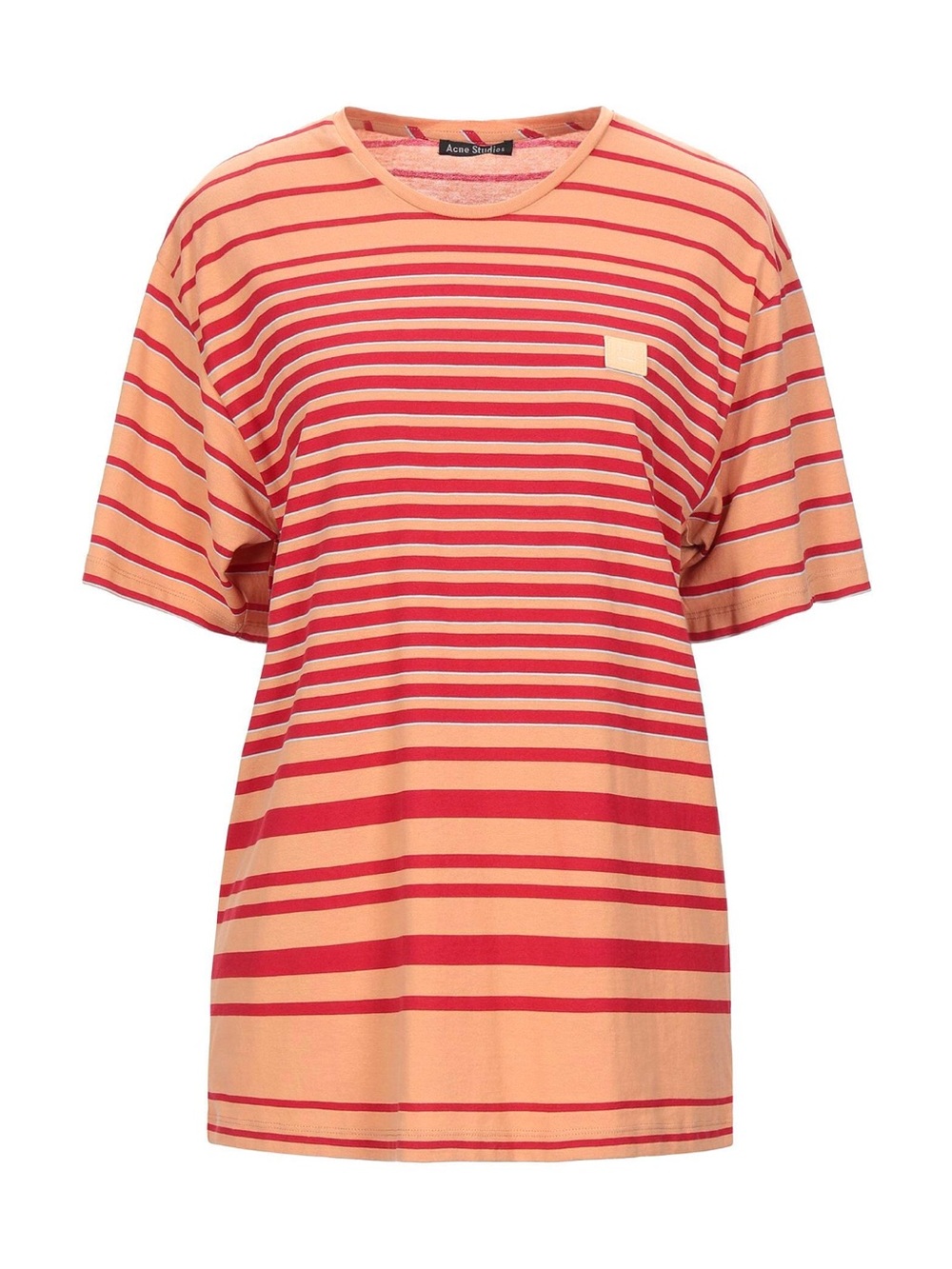 Acne Studios Face Logo Striped Cotton T-Shirt Orange & Red Large, size L